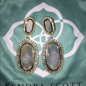 Kendra Scott Baguette-Trim Oval Druzy Earrings